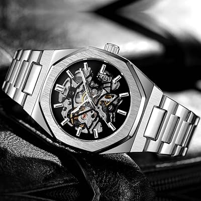 Luxury Forsining Skeleton Automatic Watch – Stainless Steel Mechanical Timepiece