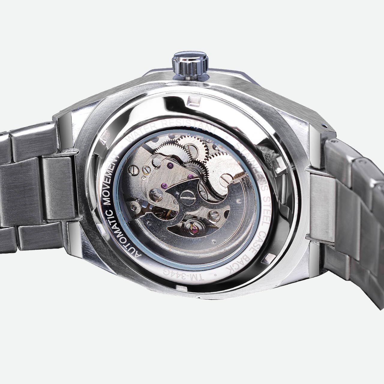 Luxury Forsining Skeleton Automatic Watch – Stainless Steel Mechanical Timepiece