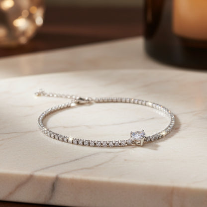 Elegant Silver Fox Diamond Tennis Bracelet For Women